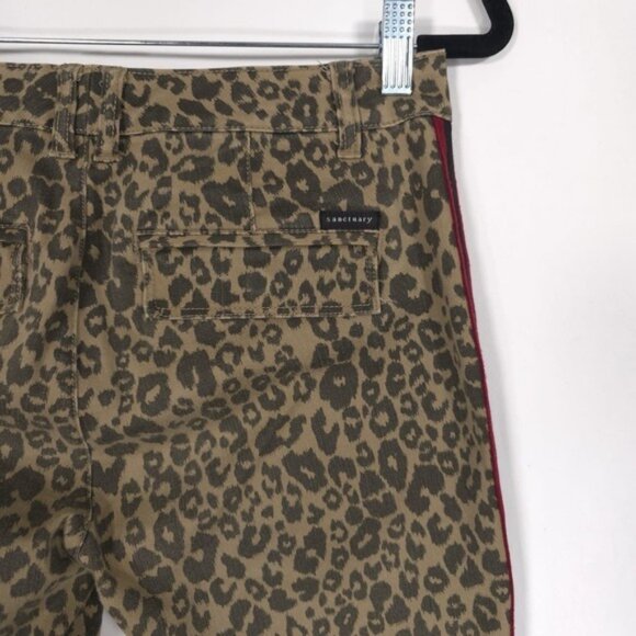 Sanctuary Pant Women 27 Leopard Print Standard Surplus Side Tuxedo Stripe Skinny - Picture 10 of 13